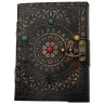 Handmade Leather Journal with Mandala Circle and Seven Chakra Stones